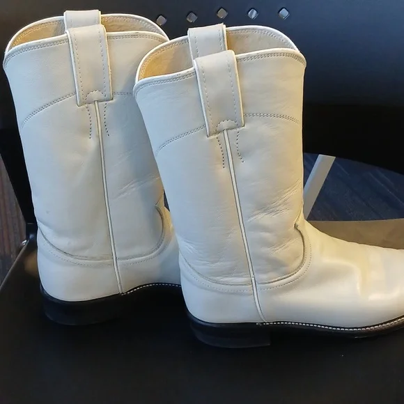 Justin Boots White Heeled Women's Boots - Picture 12 of 14